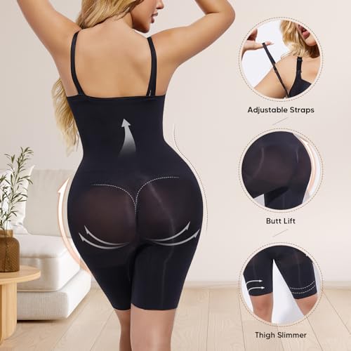 Open-Bust Mid-Thigh Bodysuit, Lightweight Body Shaper, Shapewear for Women3