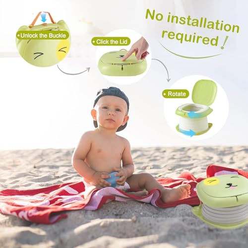JIUSEGE Foldable Travel Potty Toddler Toilet Seat Green - Image 6