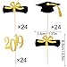 CHENGU Graduation Cupcake Toppers, 2019 Cap Graduation Picks for Mini Cake, Graduate Food and Appetizer Decoration (Gold and Black Style, 72 Pieces)