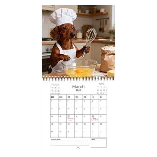 Calendario de escritorio 2026 Dachshund organizador de mesa de 12 meses para estudio