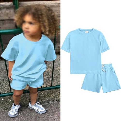 AMEEDA Conjunto Niño Verano Conjunto de chándal Esencial de Verano for niñas, Camiseta de Manga Corta y Pantalones Cortos, Disfraz Infantil(Color 20,8-9)