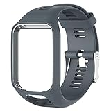TUSITA Wristband for Tomtom Runner 2 3/Spark/Spark 3/Golfer 2/Adventurer, Replacement Silicone Band Strap Accessory (Grey)