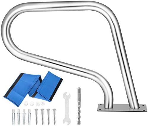 Pool Handrail Railing Stainless Steel with Base Plate Indoor Outdoor PoolsStainless Steel Pool Safety Handrail with Grip Cover - Rustproof Design for Secure Swimming Pool Access, Includes in