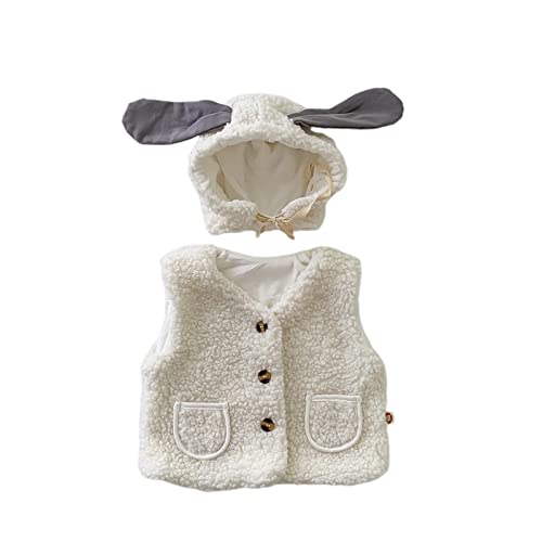 Infant Newborn Baby Boys Girls Sleeveless Lamb Vest Coat Outer Outwear Cardigan Teens Clothes for (White, 0-6 Months)