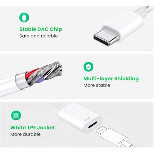 Image of ZORBES Type C to Lighting Adapter for iPhone 15, Type C Male to Lighting Female Cable Adapter, PD 27W Fast Charger Support, for Phone, Pad, Laptop Connectivity