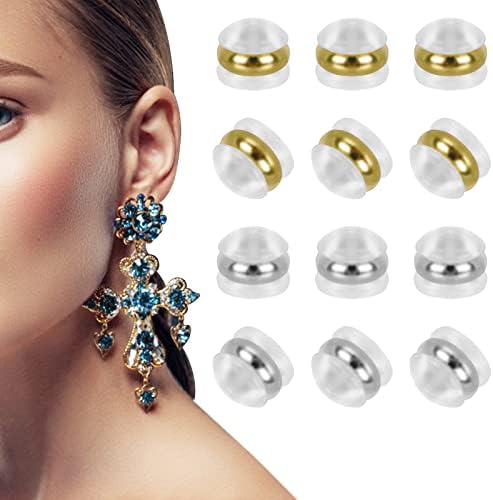 ASTER Soft Silicone Earring Backs for Studs, Gold Silver Belt Rubber Earring Backs Replacements Plastic Earring Backs for Studs Earring Hoops