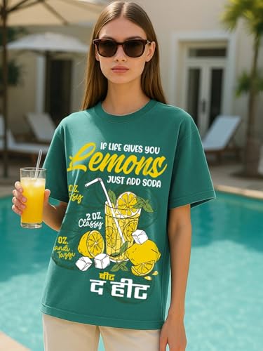 Image of Bewakoof Women's Cotton Oversized Fit Half Sleeve Round Neck T-Shirt | Casual wear | Streetwear | Oversized Tshirt for Woman Cotton| Baggy