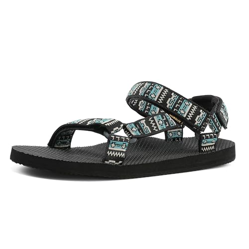 Men's Original Mesh Graphic Print Flat Sandals with Arch Support, Adjustable Hook & Loop Strap, Open Toe, Casual, Outdoor, Walking3