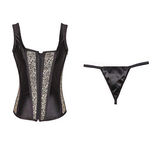 Younoo - Corsé sexy con tanga para mujer Negro L Cover