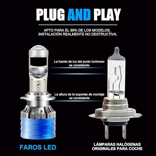 Image of H4 /9003 /HB2 LED Headlight Bulbs Universal H4 100W Led Headlight Lens Projector Bulb H4 /9003 /HB2 LED Headlight Bulbs with Mini Projector Lens Hi /Lo Beam With Cooling Fan For Cars (HJ G 100 WATT)