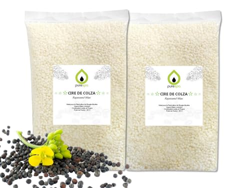 PURESPA - Cire de colza (2 KG) pour la fabrication de bougies moulées et fondants, cire à bougie, cire végan et naturelle