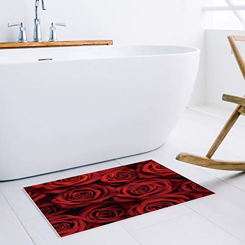 Alago Red Roses Flowers Doormats Entrance Front Door Rug Outdoors/Indoor/Bathroom/Kitchen/Bedroom/Entryway Floor Mats，Non-Slip Rubber,Low-Profile #TOP1