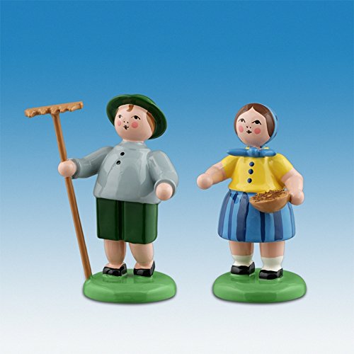 Figurines d'agriculteurs en bois de 7cm pour animer vos collections de pierres