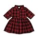 Burkashear Vestito Natalizio per Bambina, Piccolo, a Quadretti Rossi, Colore: Rosso, 12-18 Mesi