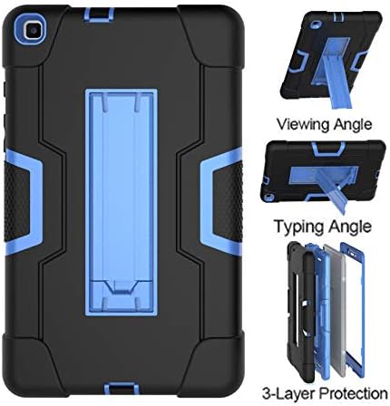 Galaxy Tab A 8.0 Case 2019, Bingcok Heavy Duty Rugged Full-Body Hybrid Shockproof Drop Protection Cover with Kickstand for Samsung Galaxy Tab A 8.0 2019 Model SM-T290 /SM- T295 (1-Black +Blue)