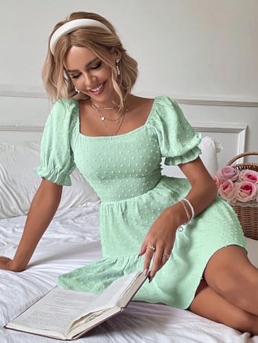 Image of Narecte Summer Dresses for Women 2026,Tie Backless Swiss Dot Mini Dress,Ruffle Hem Flowy Casual Dresses