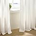 Neutral Pinch Pleated 86 Inch Curtains Semi Sheer Linen Blended Light Filtering Window Curtains 86 Inches Long for Living Room Bedroom Boho Cream Birch Pinch Pleat Drapes Rings Hooks 2 Panels Set