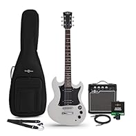 Everything a budding guitarist needs! Portable amp offers a 2-band EQ plus headphone output for quiet practice Easy playing thanks to the comfortable neck and lightweight body Includes spare strings, gig bag, picks, strap, cable and guitar tuner