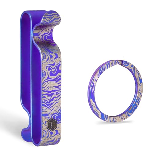 Image of KeyUnity KM00 Titanium Belt Loop Keychain Clip Double Side Quick Release Key Holder with Detachable Key Ring