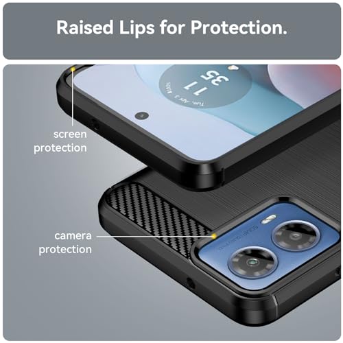 LYZXMY Protective Film for Motorola Moto G34 5G Case black Carbon Fiber + 1 x Tempered Glass - Image 3
