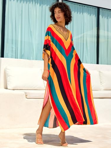 Image of NFVNKJ Women's Plus Size Beach Lounge Kaftan Maxi Dress Swimsuit Coverup for Women