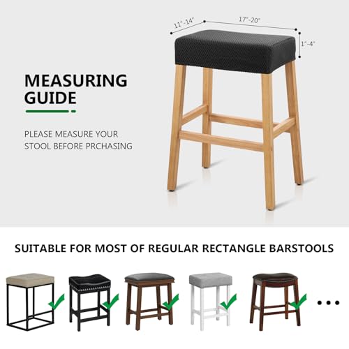 Image of YISUN Stool Covers Rectangle - 4 Pack Stretch Waterproof Saddle Seat Cover Counter Bar Stools Bar Chairs Covers Kitchen Island Chairs Cushion Protector