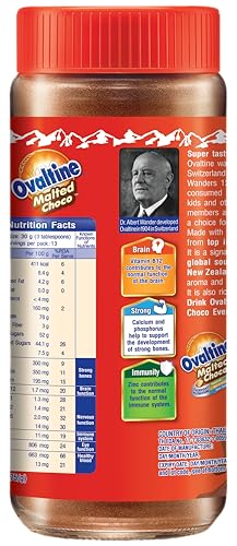Image of OVALTINE Malted Health Drink Chocolate Flavour Powder, Health Drink for Kids Adults, Nutrition Drink with Vitamins Minerals, Tasty Milk Mix in Glass Jar Daily Energy & Wellness, 400g (Pack of 1)