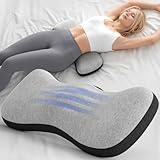 Lumbar Support Pillow for Bed, Lower Back Pillow for Sleeping, Memory Foam Waist Pain Relief Pillows, Lumbar Pillow for Sleeping, Bed, Car, Couch (Grey Black)