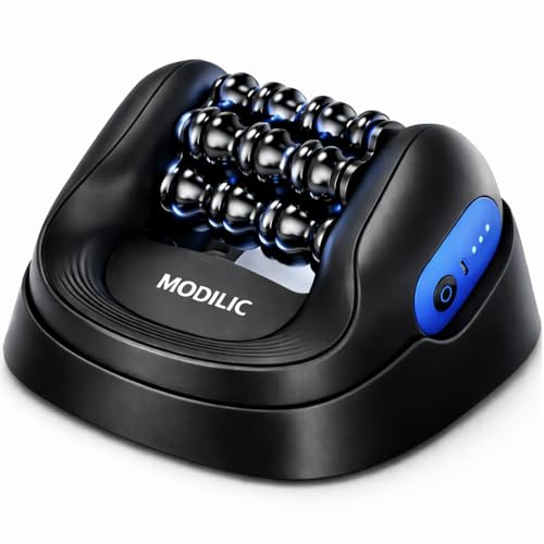 MODILIC Electric Rolling Massager with Dock – Hands-Free Desk or Handheld Muscle Roller for Legs, Calves, Neck & Back, Deep Tissue Relief, Rechargeable 3 Speeds
