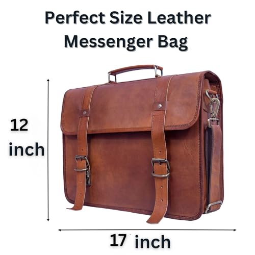 17 Inch Leather Messenger Bag for Men Vintage Crossbody Satchel Genuine Leather Laptop Bag2