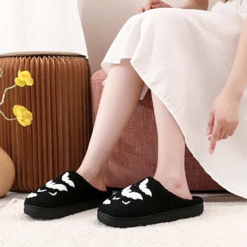 Image of Evil Eyes Cowboy Hat Slippers cute Warm Cozy House Shoes Soft Plush Fuzzy Slippers for Women Men