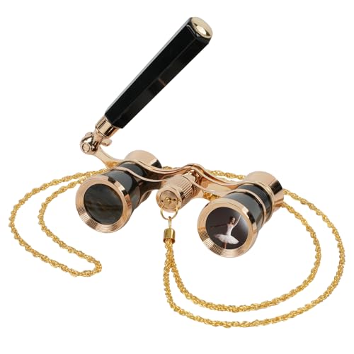 BOSTRON Lunettes d'Opéra Compactes 3X Magnification 25mm Objectif, Jumelles de Théâtre avec Chaîne et Poignée Portable pour Femmes