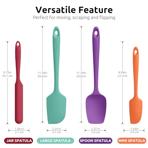 Image of U-Taste Silicone Spatula Set 600F High Heat Resistant, 4-Pcs, Colorful