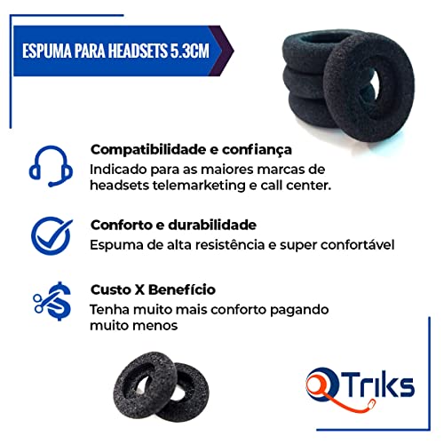 Kit com 10 espumas headset TELEMARKETING 5.3cm