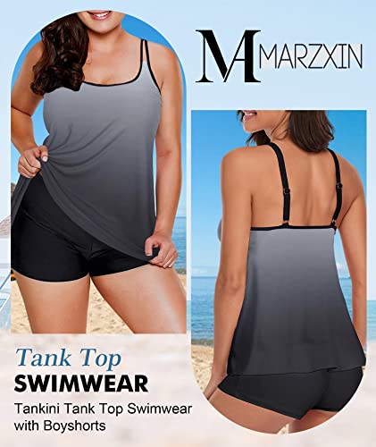 Marzxin MZ-QZ6072-GRADIENT GREYXL 2024 Tankini Swimsuit For Women Floral Two Piece Bathing Suit Tank Top Swimwear thumb #2