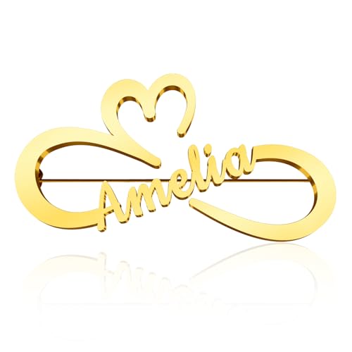 Image of Custom Lapel Pin for Women Men - Name Brooch Pin Personalized Stainless Steel for Wedding Business Party - Gold /Silver /Black Customized Jewelry Gifts