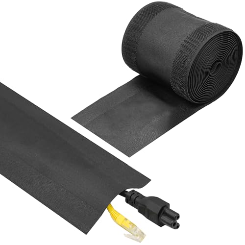 ECOHomes Carpet Cord Cover to Hide Cables, Cords, Wires On Floor - Cord Covers Strip Wire Protector & Cable Management Keep Electric Cables Organized, for Homes & Office (Black 4 Inch x 10 FT)