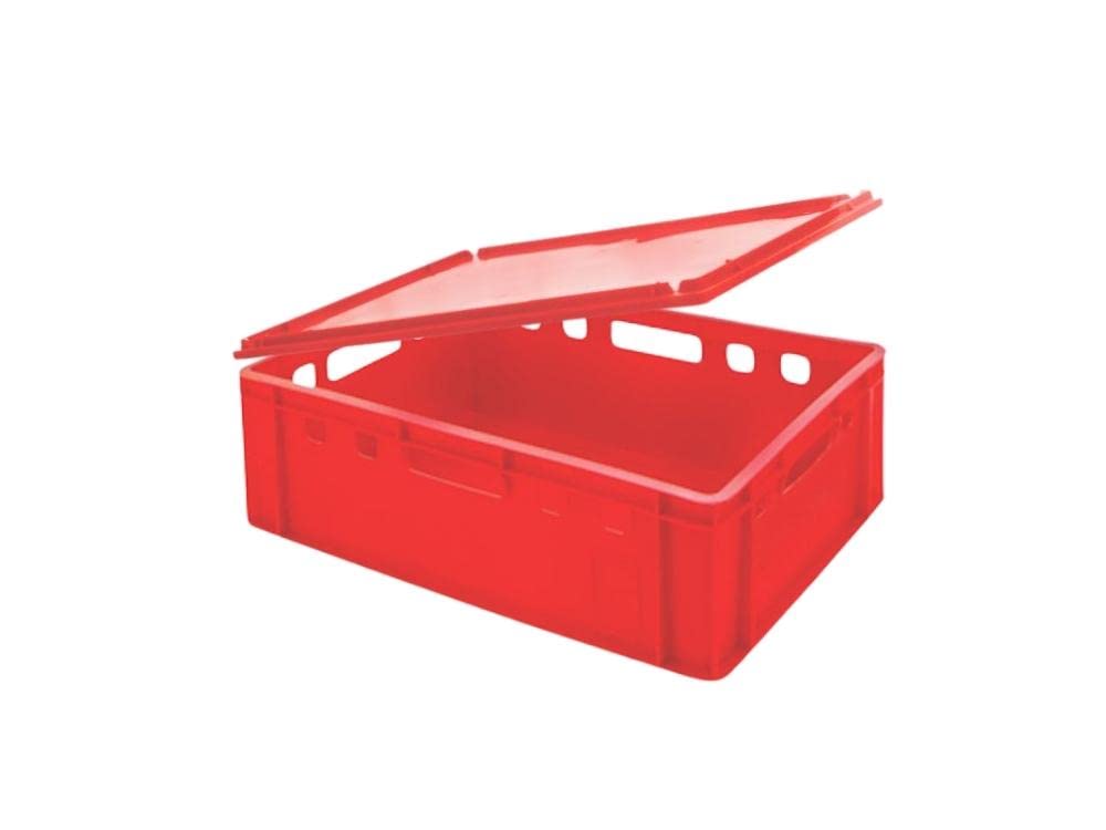 PROREGAL CHEFGASTRO Eurobehälter Fleischerkasten E2 mit Auflagendeckel | HxBxT 20x40x60cm | 41 Liter | Rot | Fleischerkiste, Fleischkiste, Metzgerkiste, Fleischbehälter