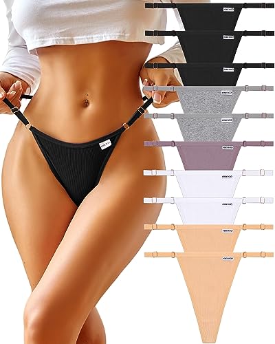 FINETOO G String Tanga - Juego de 10 tangas de algodón sin costuras para mujer, con banda ajustable en la cintura, ropa interior sexy S-XL, C-10er, L