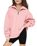 Batermoon Girls' 1/4 Zipper Sweatshirts Casual Oversized Long Sleeve Pullover Tops Cute Half Zipper Hoodie...