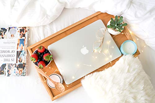 Kozy Kitchen Foldable Breakfast Tray| Large Organic Bamboo Folding Serving Tray, Laptop Desk, Bed Table, Lap Desk| 100% Natural And Eco-Friendly Tray With Handles And Legs #TOP4