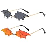 D Lolylad Bat Sunglasses Goth Sunglasses for Women Men Funky Rimless Eye Glasses Halloween Party Glasses Vampire Accessories UV 400 Protection