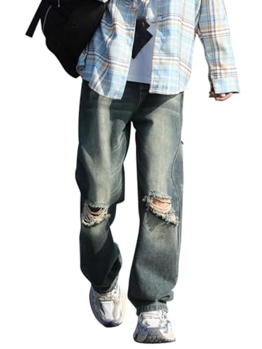 Men's Straight Loose Jeans Spring Autumn American Vintage Casual Long Pants4