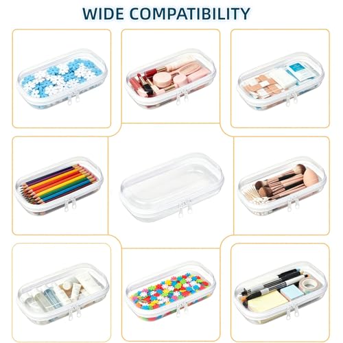 Image of 7.8x4 inch Thickened Clear Hard Shell Zipper Case，Professional-Grade Plastic Clear Zipper Pencil Case, Toiletry Pouch, Travel Organizer, Cosmetic Bag, Toy Storage Bins (1PCS-M)