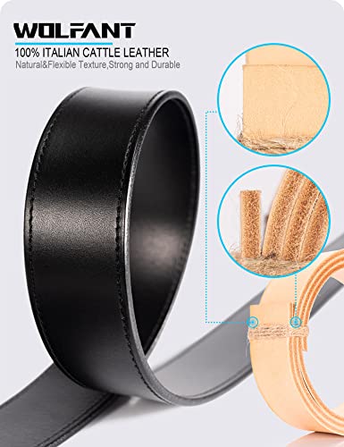 Image of WOLFANT Full Grain Leather Belt for Men,1.5 inch Italian Real Solid Leather | All-Day Comfy Durable Leather Belt for Casual, Work and Daily Wear