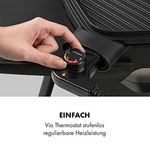 Foto von Klarstein Gatsby Elektrogrill Standgrill Tischgrill, Leistung: 2000 W, EasyGrill Concept, Grillfläche: 40 x 36 cm/Aluminiumdruckguss/Antihaft/Grillhaube, zwei Seitentische, schwarz