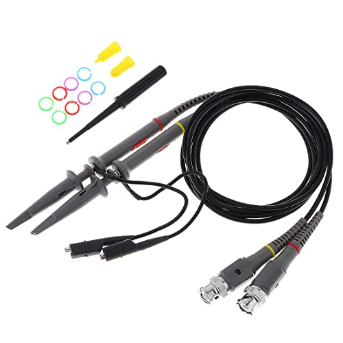 Image of 2pcs P6020 Upgraded Oscilloscope Clip Probes Kit 20MHz Fully Insulated BNC End Probe with Accessories Kit 1X 10X (Pack of 2)