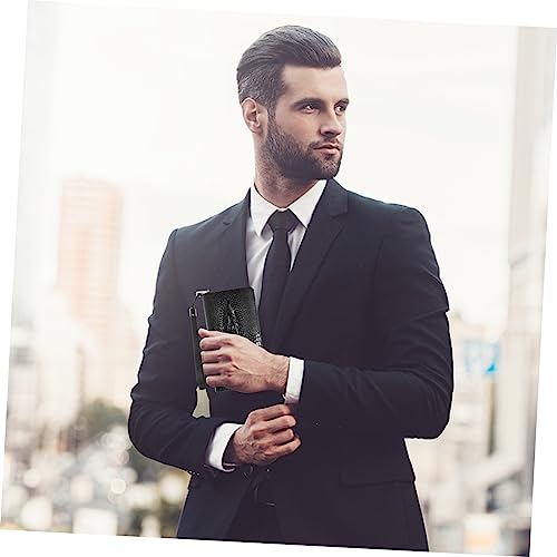 Mens Long Bifold Wallet Texture Large Capacity Card Holder Zipper Clutch for Storage Durable Fashionable Men4