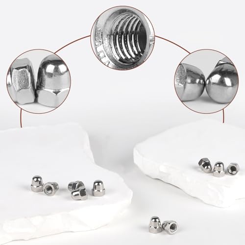 LALAGO Hutmuttern M5 Edelstahl, 100 Stück Hutmutter Hohe Form nach DIN 1587, A2 V2A Sechskant Hutmuttern, Edelstahl Kappenmuttern, Schutzkappen Muttern für Schrauben Gewindestangen & Gewindebolzen