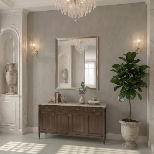 Image of DESBING 30 inchx36 inch Gold Bathroom Mirrors for Over Sink, Tempered Glass, Metal Frame, Rectangle Vanity Wall Mirror for Bathroom, Living Room, Bedroom, Horizontally or Vertically